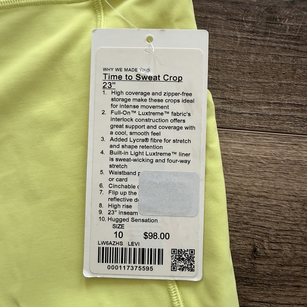 NWT Women's Lululemon Time to Sweat HighRise Tight Sz 10 Crop 23" Pant LW6AZHS - Picture 2 of 4